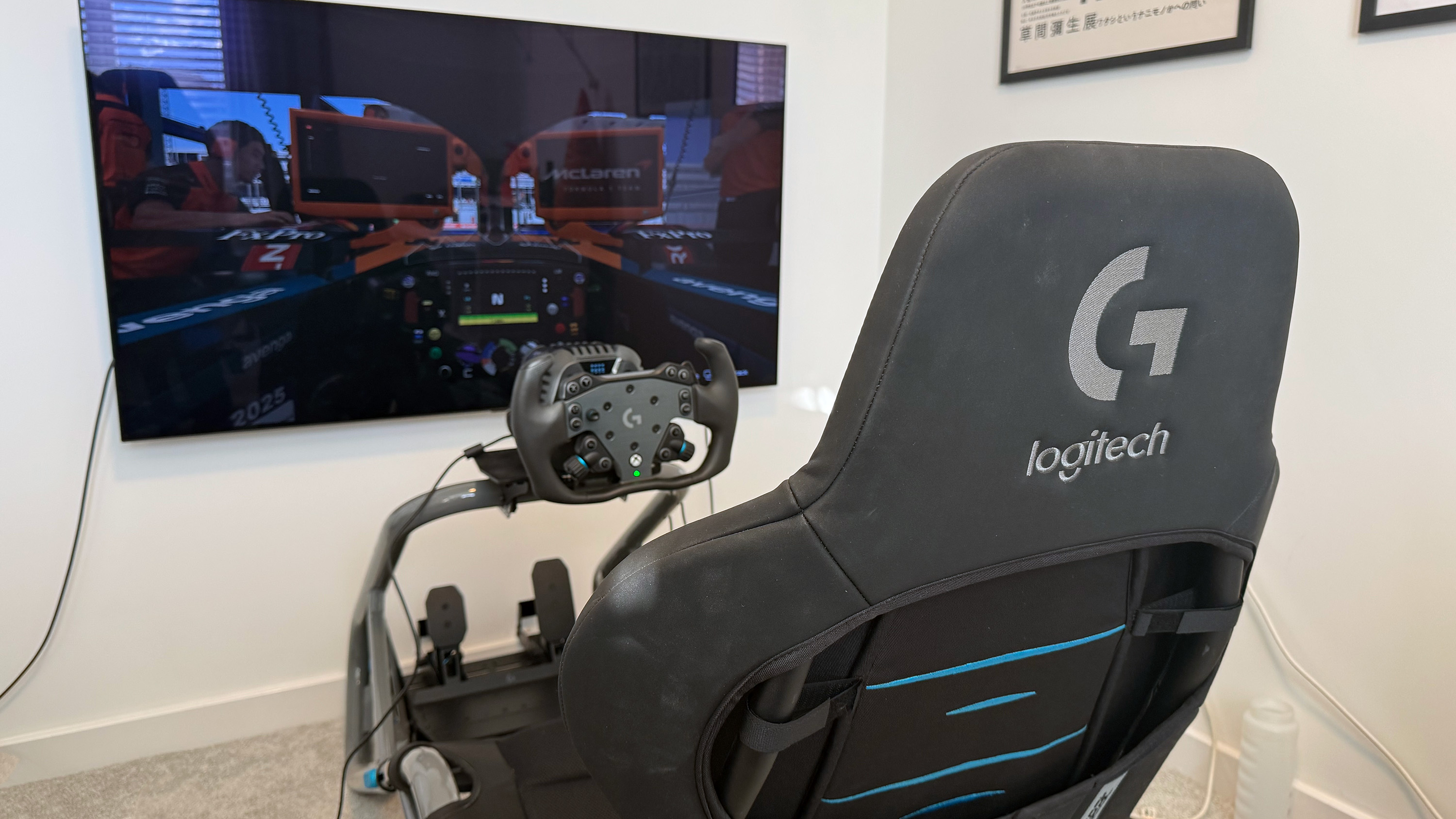 The Logitech G RS50 mounted to a Playseat trophy