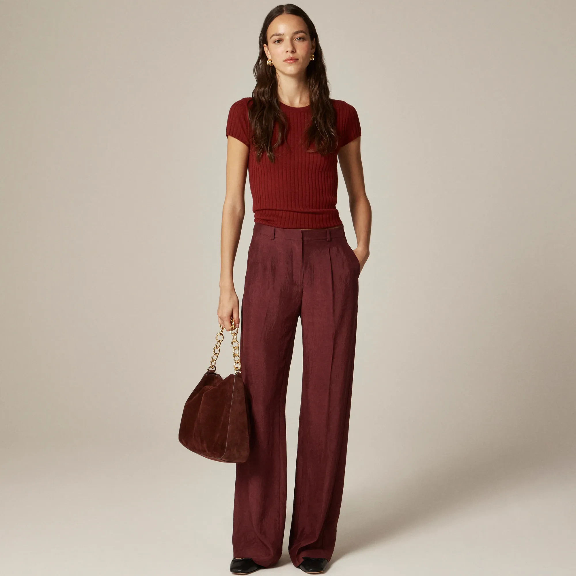 Essential Wide-Leg Pant in Textured Satin