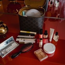 A vanity case and beauty products