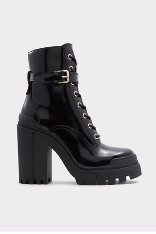 black heeled combat boots
