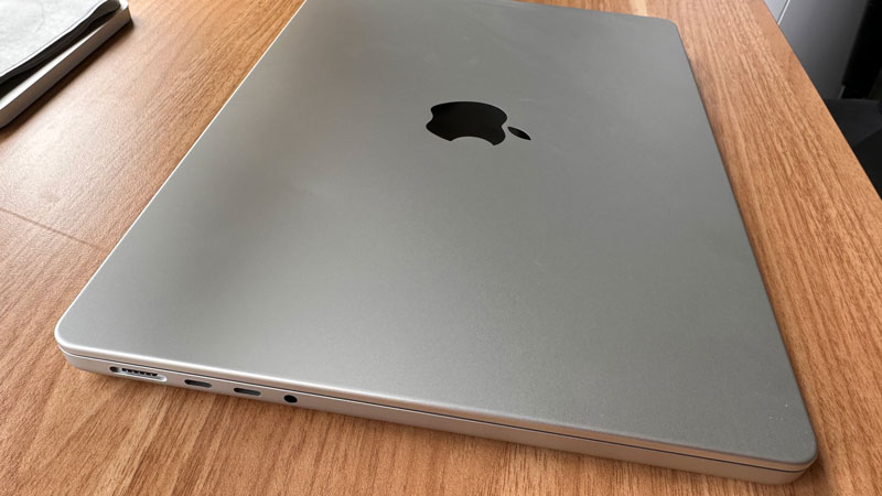 Side view of MacBook Pro showing connection ports