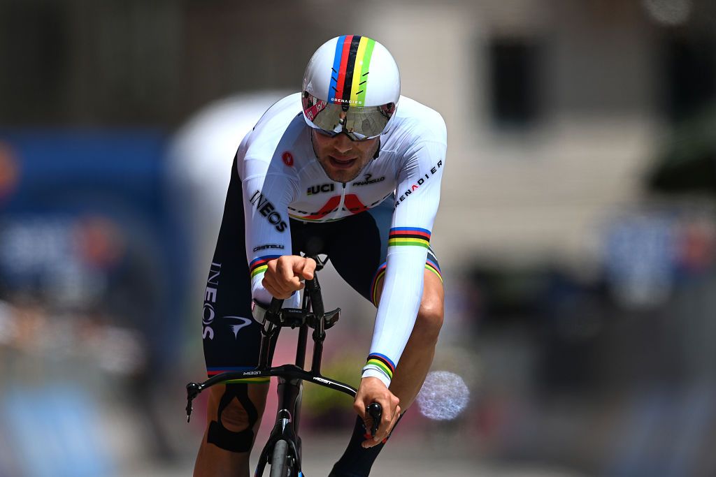 MILAN ITALY MAY 30 Filippo Ganna of Italy and Team INEOS Grenadiers at arrival during the 104th Giro dItalia 2021 Stage 21 a 303km Individual Time Trial stage from Senago to Milano ITT UCIworldtour girodiitalia Giro on May 30 2021 in Milan Italy Photo by Stuart FranklinGetty Images