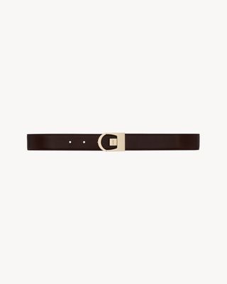 Women's Reversible Belt in Smooth Leather in Black/ Red Tan