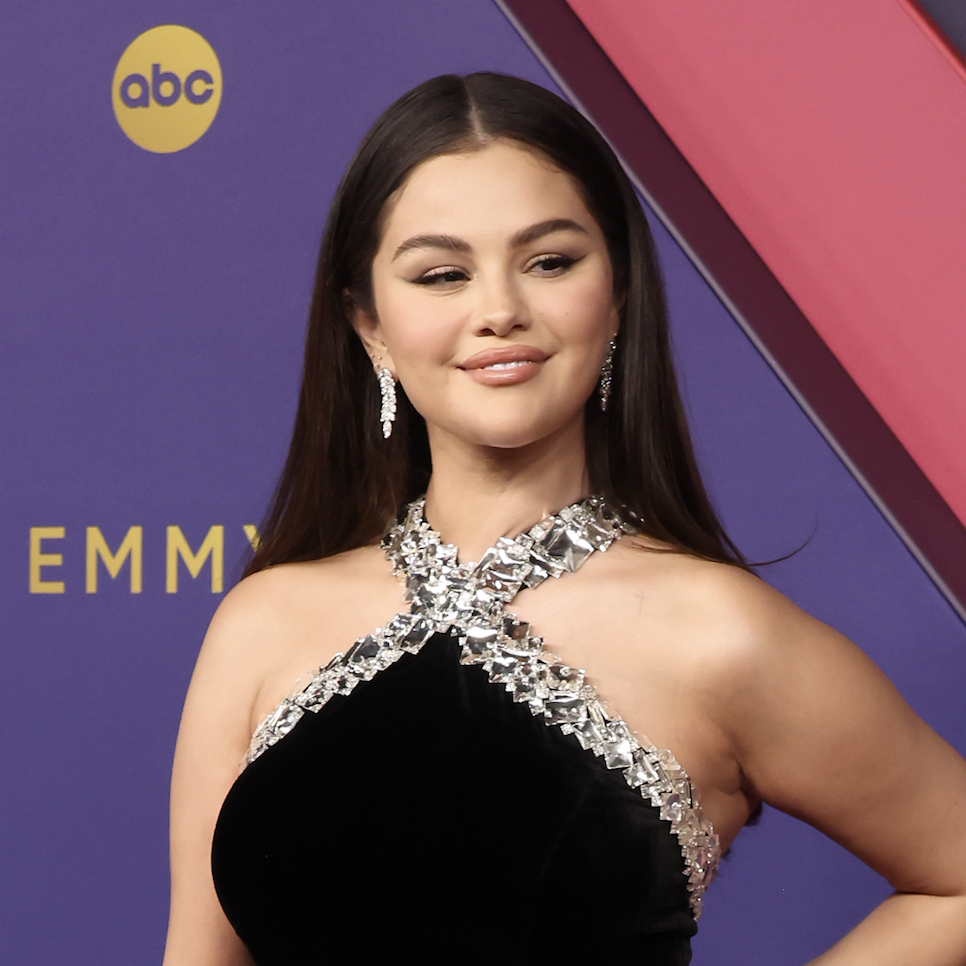 Selena Gomez attends the 76th Primetime Emmy Awards at Peacock Theater on September 15, 2024 in Los Angeles, California wearing a black mermaid dress