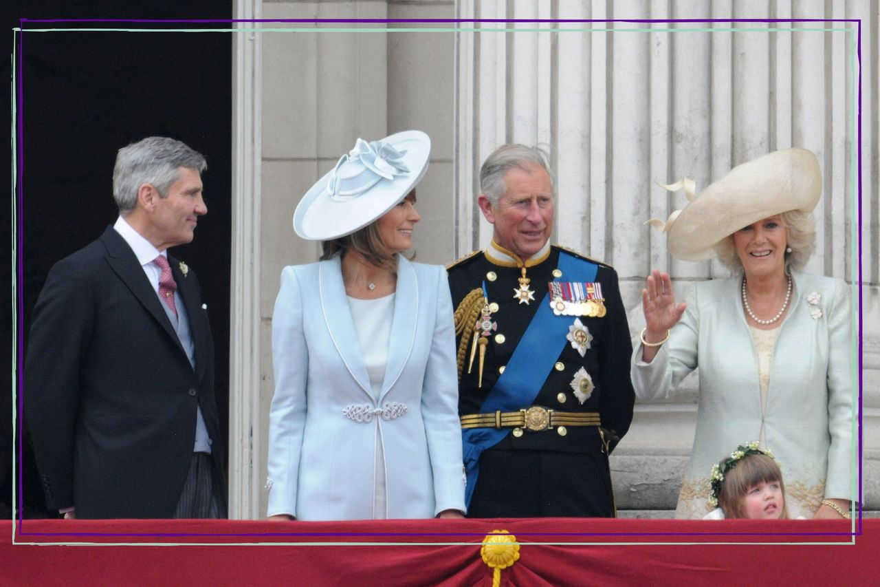 Carole and Michael Middleton with King Charles and Queen Camilla on royal balcony