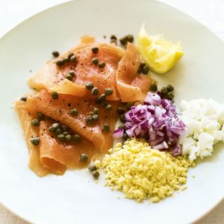 Smoked Salmon with Capers, Onion and Eggs