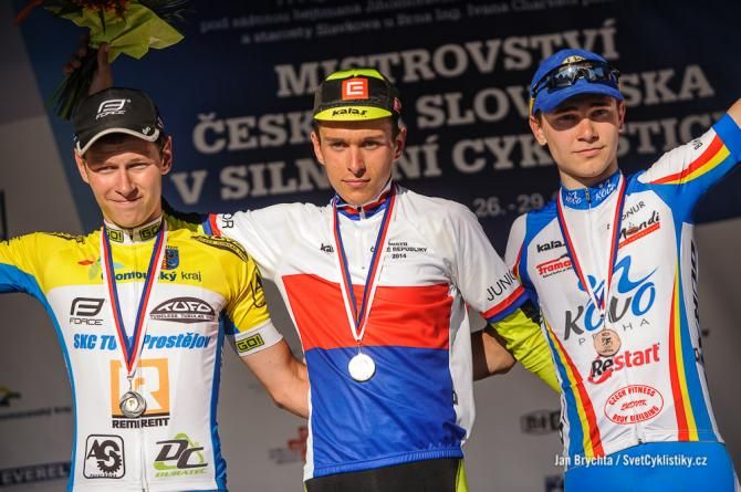 The Czech junior podium: Ludek Helis, Adam Toupalik and Vojtech Pezlar