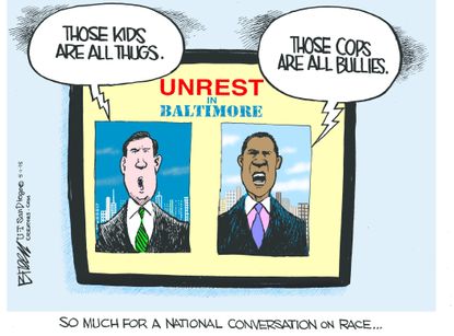 Editorial cartoon U.S. Baltimore race relations