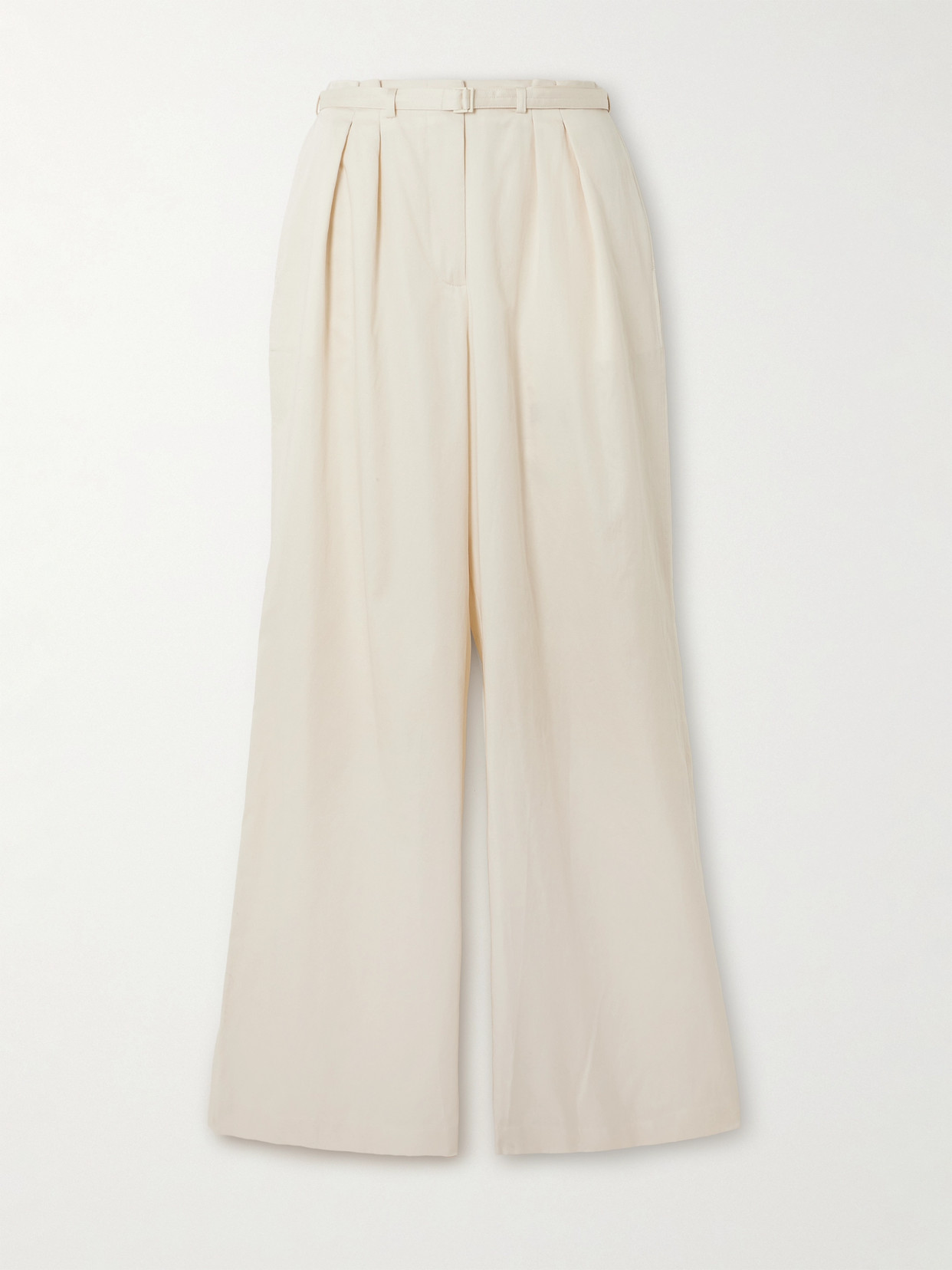 Tunis Belted Pleated Cotton-Sateen Wide-Leg Pants