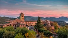 Characterized by its medieval town planning with castle and walls. Ainsa, Huesca, Aragon, Spain.