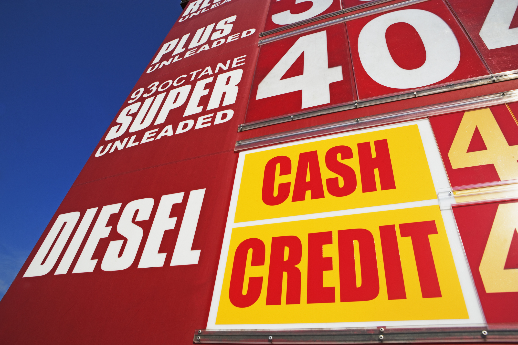 Close Up Image of Fuel Prices at a Gas Station