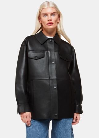 Black Petite Clean Bonded Leather Jacket