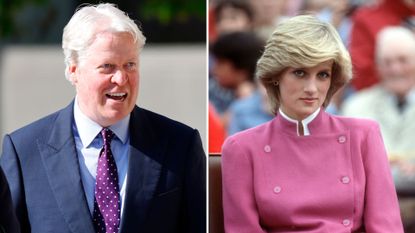 A comp image of Charles Spencer in 2024 (L) and Princess Diana in 1983 (R)
