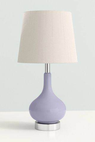lilac table lamp with white shade
