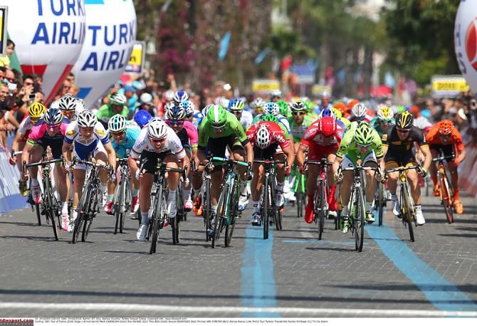 The final sprint of stage 1 of the 2014 Tour of Turkey