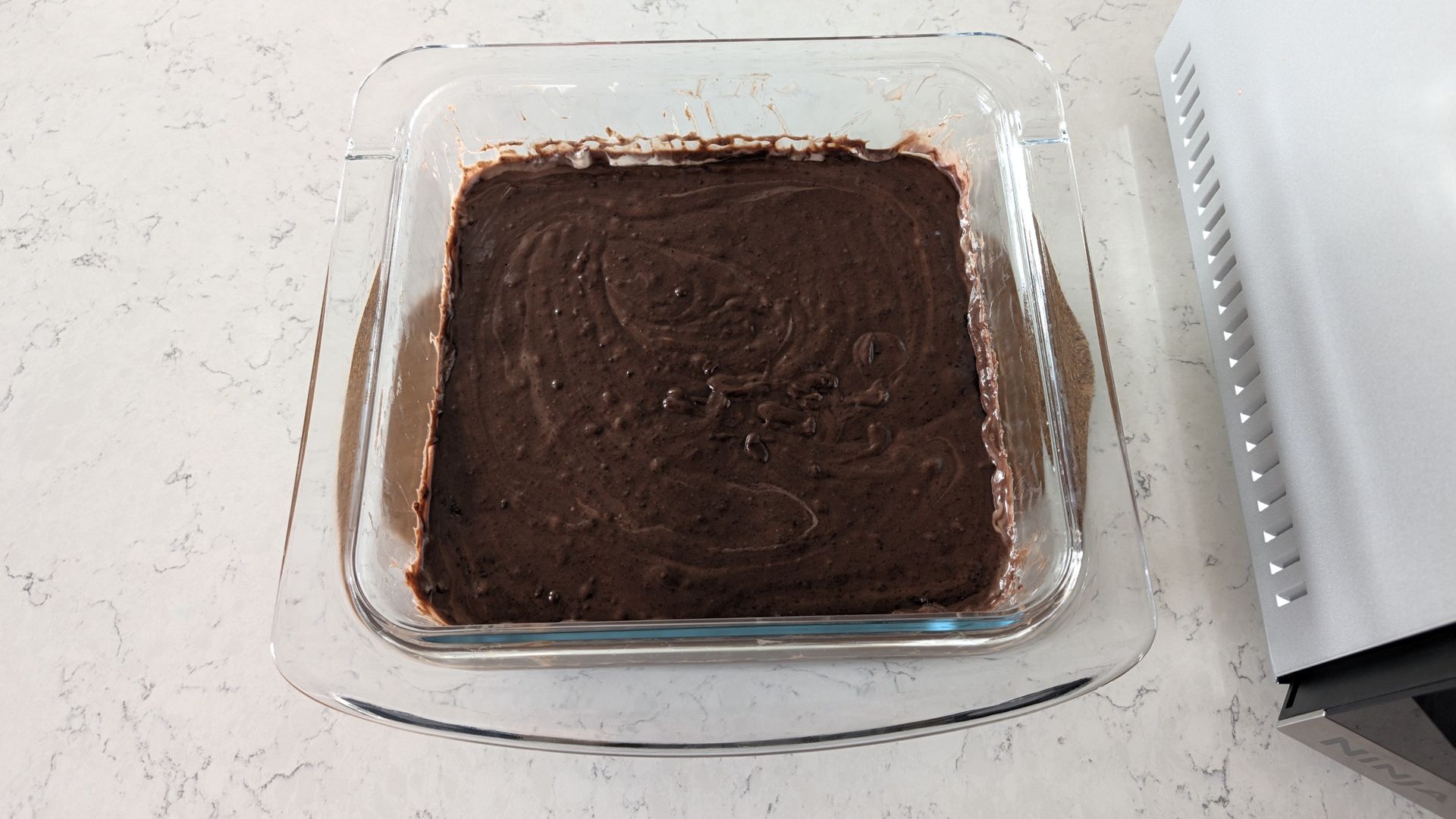 Chocolate cake before baking using Ninja Crispi Microwave