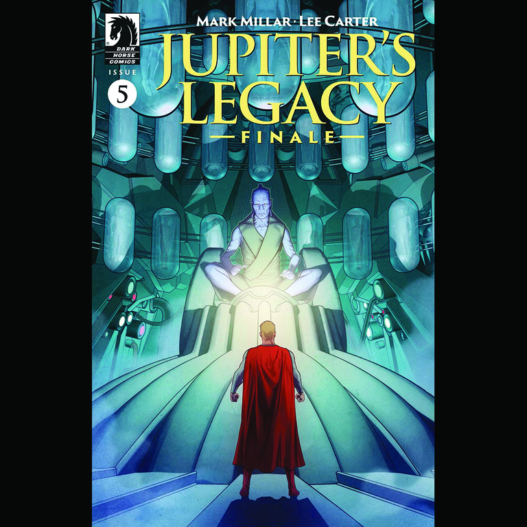 Artist in residence; comic cover showing a caped man in front of a powerful figure