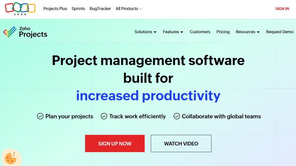 Zoho Projects website screenshot (October 2025).