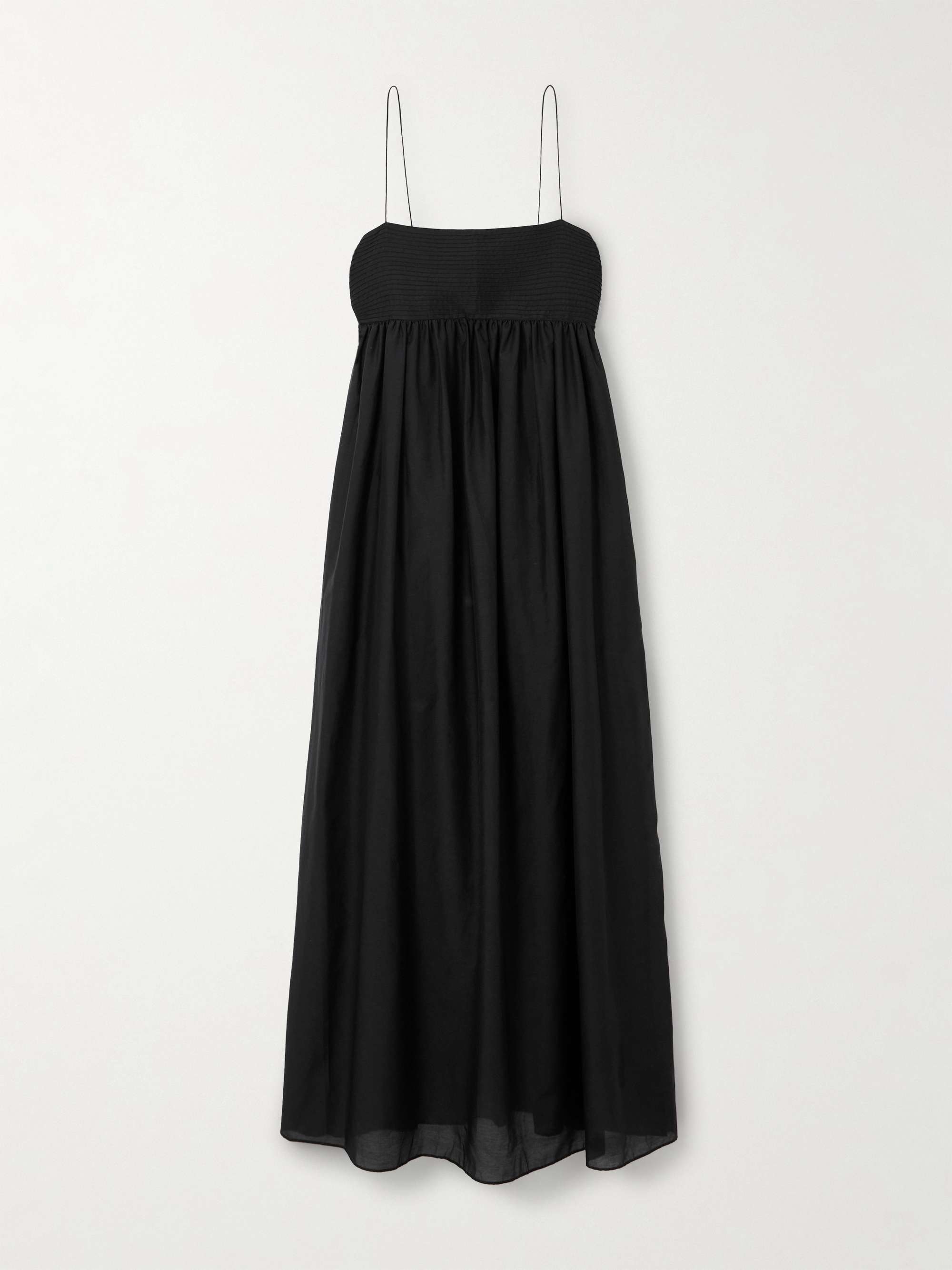 Pintucked Organic Cotton and Silk-Blend Maxi Dress