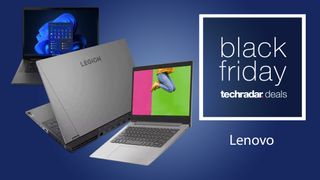 A composite image of various Lenovo 2022 laptops with text reading "Black Friday Lenovo deals".