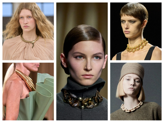 Collared necklaces on the runways at Chloé, Balmain, Fendi, Tom Ford, and Loro Piana.