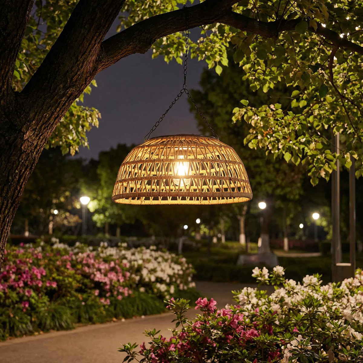 17 Stories Outdoor Solar Rattan Chandelier Light,outdoor Hanging Lighting for Gazebo, Patio, and Balcony Decor | Wayfair