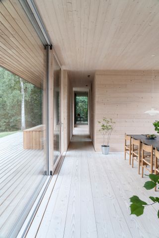 Dining space with exterior view