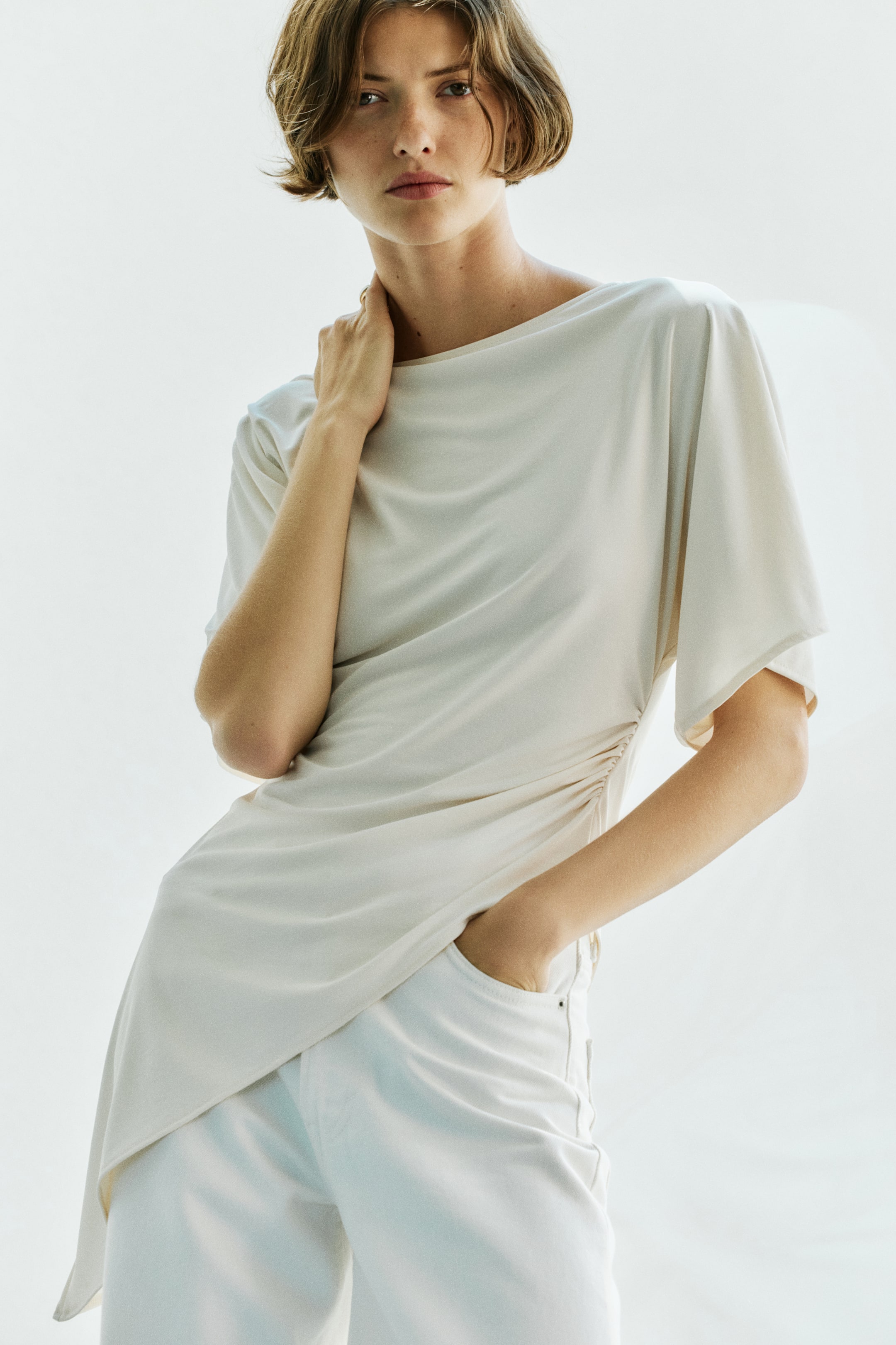 Asymmetric Butterfly-Sleeved Top