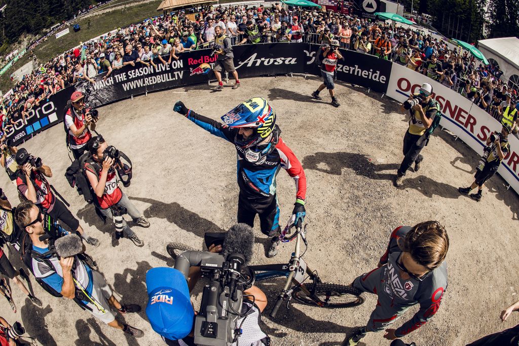 Danny Hart celebrates his World Cup victory