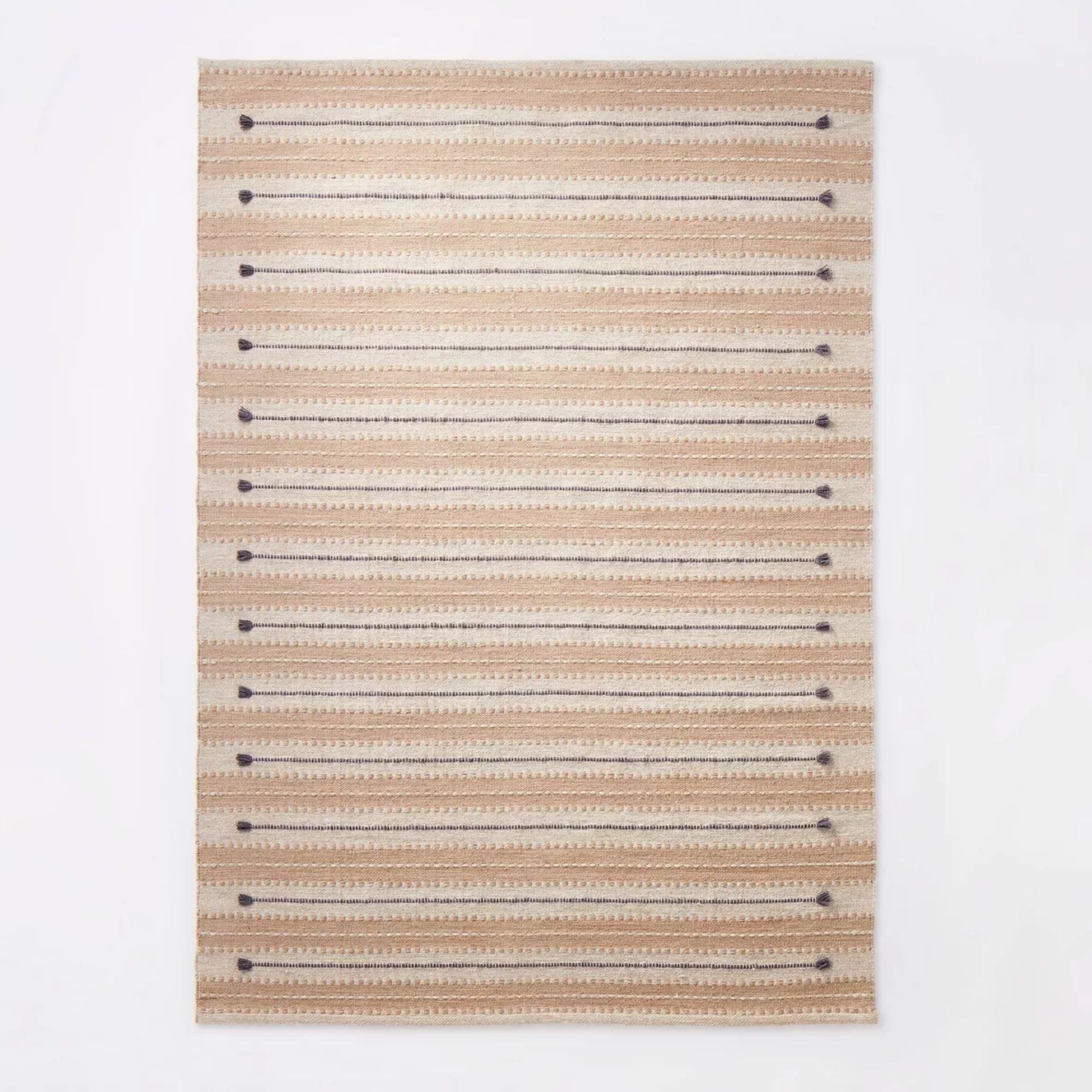 Striped/Clipped Yarn Rug Beige 5&#039; x 7&#039;