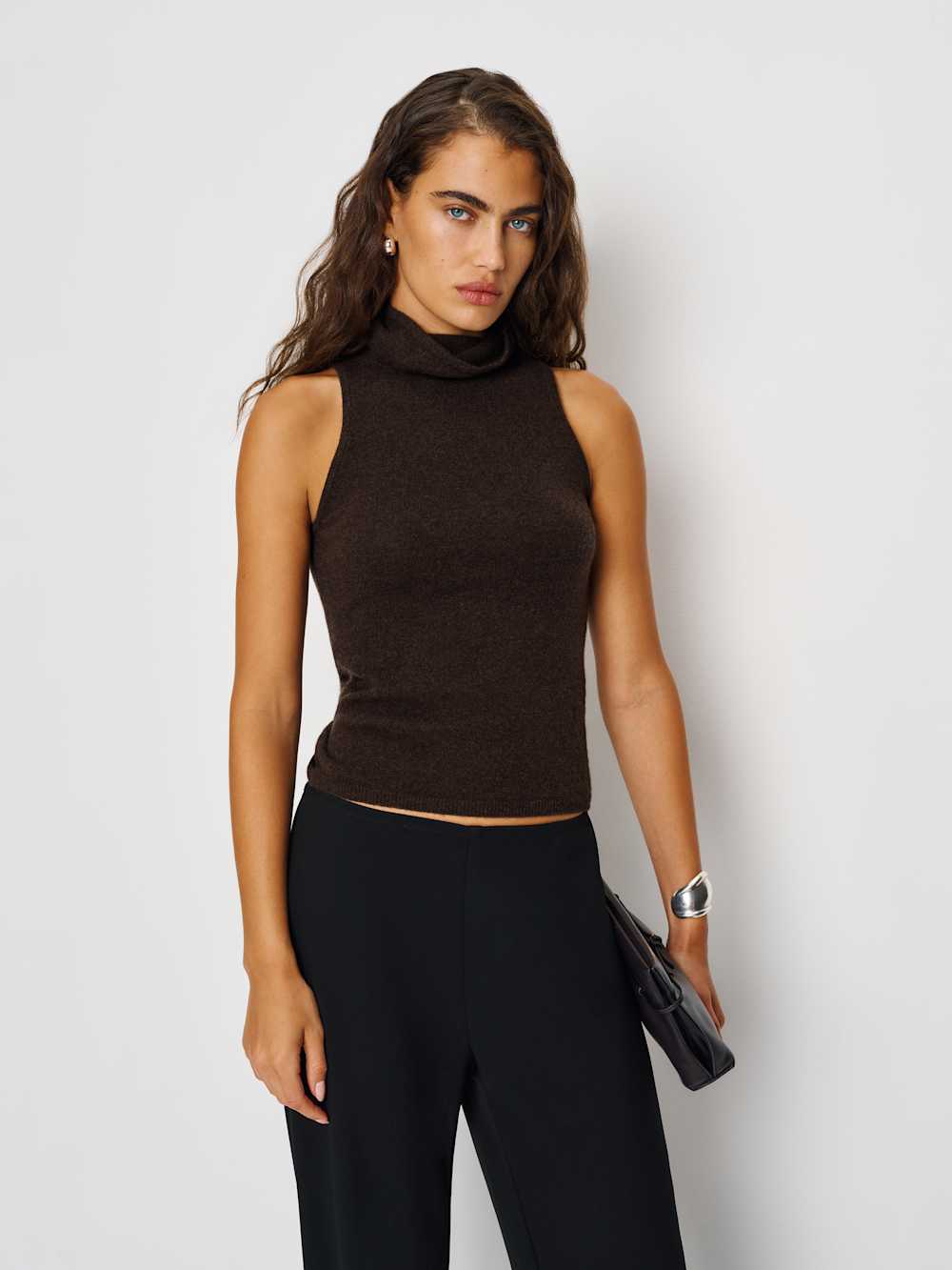 Marcy Cashmere Turtleneck Tank