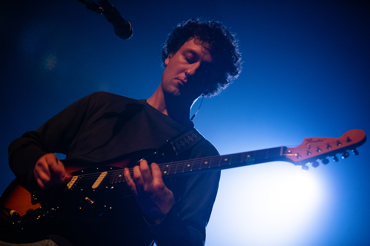 Lewis Whiting of English Teacher performs onstage during a concert at The 3Olympia Theatre Dublin in Dublin, Ireland on November 8, 2025