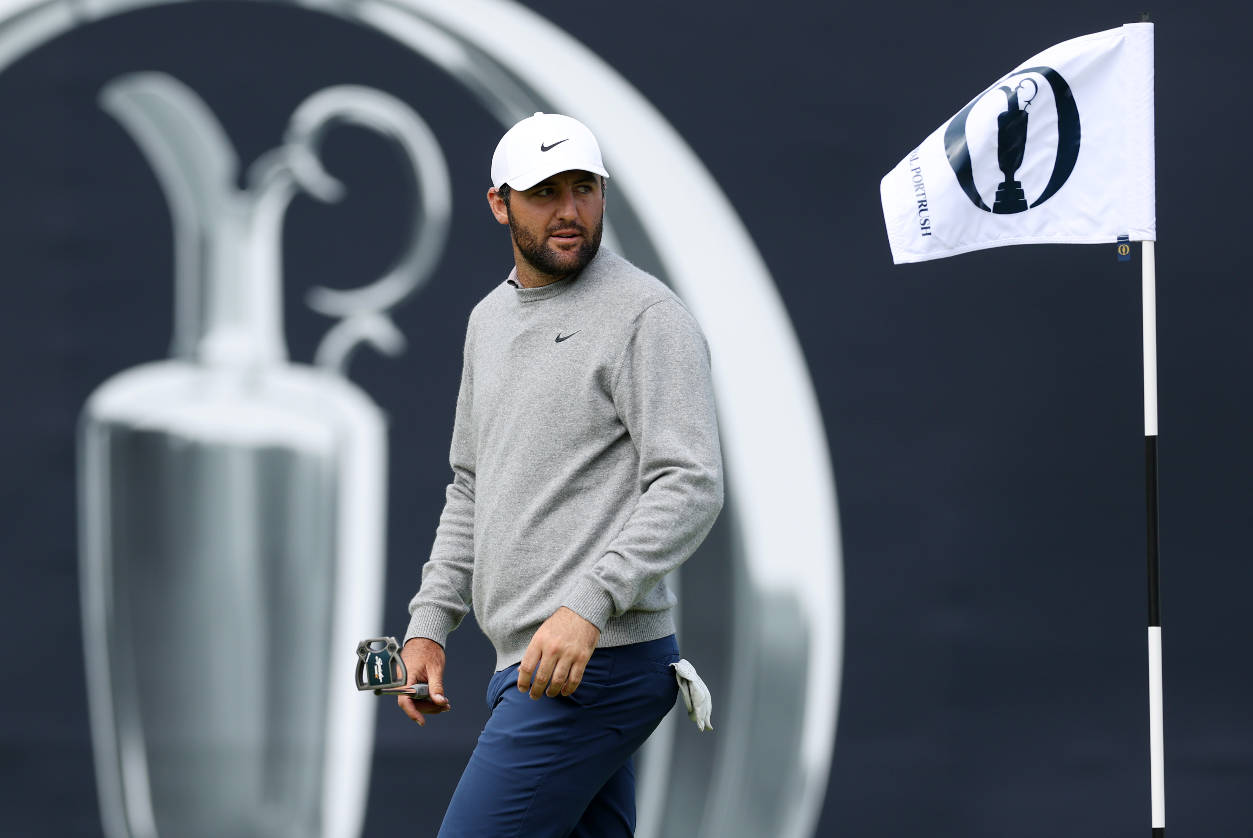 Scottie Scheffler warms up for The Open at Royal Portrush