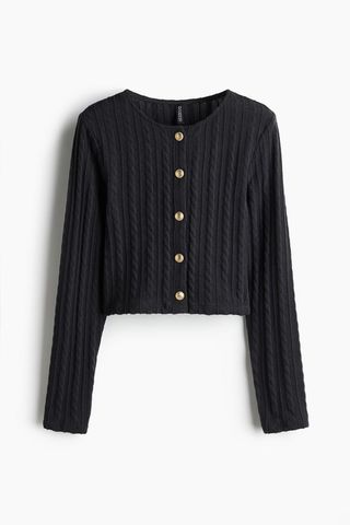 Cable-Knit-Look Cardigan