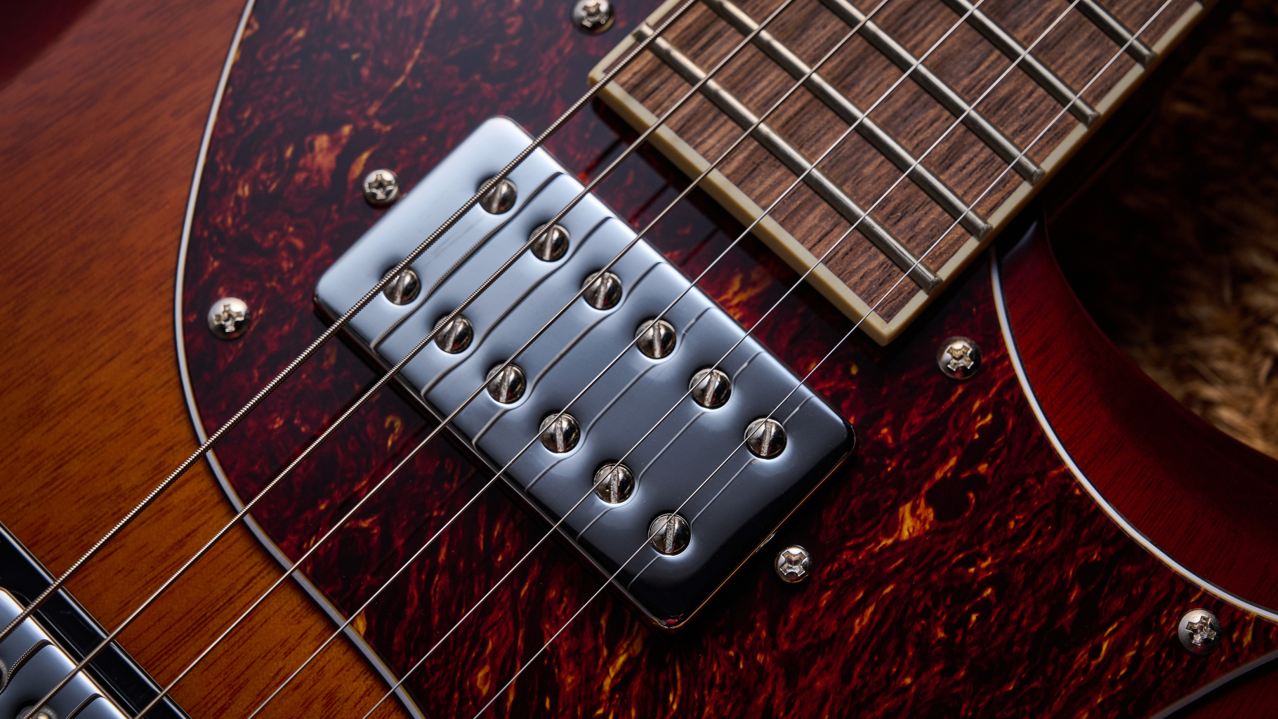 Close up of the neck humbucker on the Gretsch Electromatic CVT electric guitar