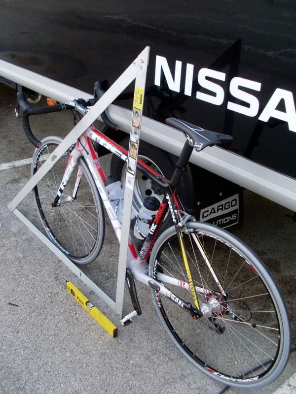 A Trek Madone waiting to be measured to fit.