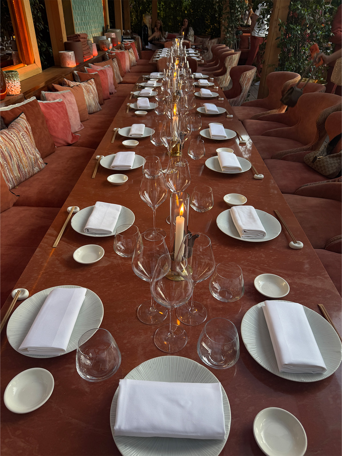 Dinner table at Kinugawa in St. Tropez.