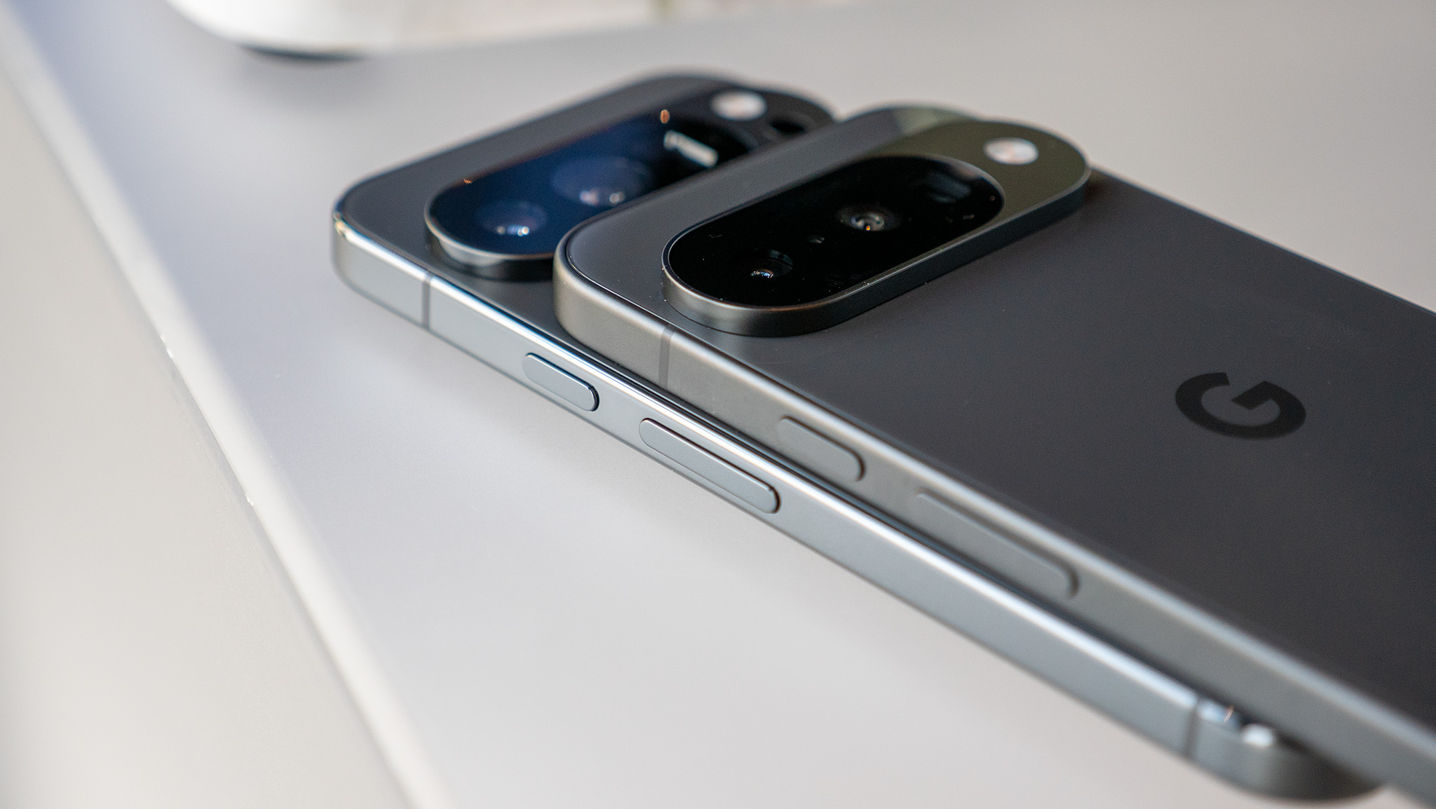 Comparing the obsidian colorsways of the Google Pixel 10 with the obsidian Google Pixel 10 Pro