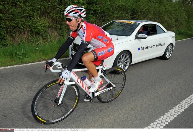 Joaquim Rodriguez (Katusha) headed back to the medical car then left the race
