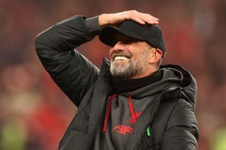 Liverpool manager Jurgen Klopp celebrates after his side's Carabao Cup final win over Chelsea in February 2024.