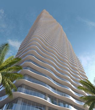 tall wavy building of Casa Bella, Miami