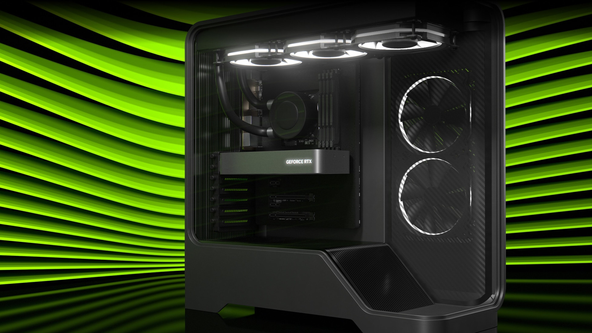 A promotional image created by Nvidia for the launch of its GeForce RTX 5050 desktop graphics cards