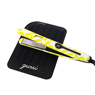 Gussi Haircare Hair Mane Squeeze 1"" Titanium & Ceramic Flat Iron Hair Straightener, 60 Sq. Inch, Includes Straightener and Heat Mat for Professional and Home Use