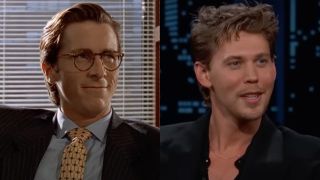 Side by side of Christian Bale in American Psycho and Austin Butler