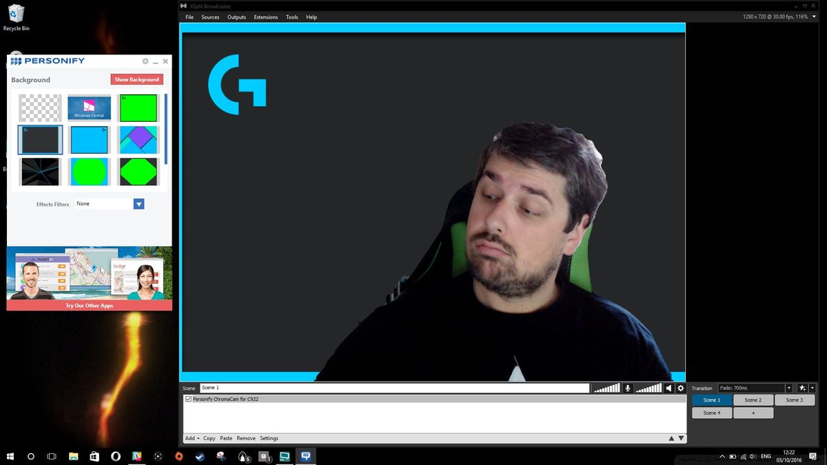 Removing backgrounds with the C922