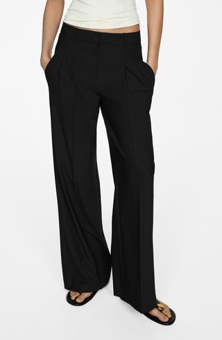 Pleat Front Stretch Straight Leg Pants