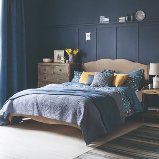 Inky blue bedroom