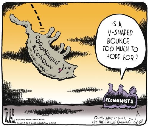 Editorial Cartoon U.S. coronavirus recovery v shaped