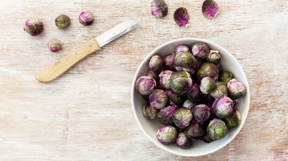 bowl of red brussels sprouts 