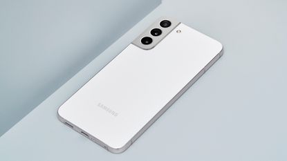 Samsung Galaxy S22 on grey surface